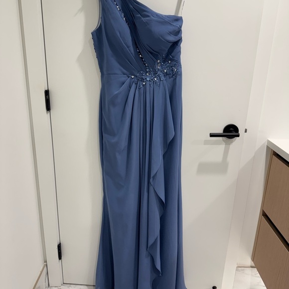 JJ’s House Dusty blue Blue One-Shoulder Prom Dress - Picture 2 of 5